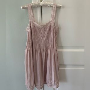 Aritzia Wilfred Blush Pink Modal Mini Dress with Lace Detailing & Pockets
